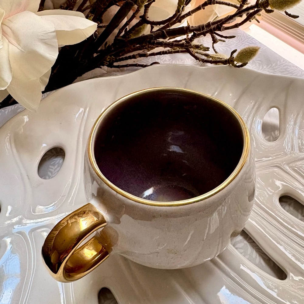 Anthropologie Lavender Speckled Mug with Gold Handle - Picture 3 of 4